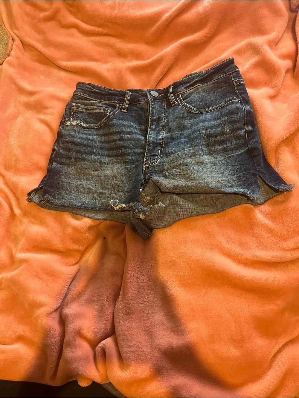 BKE Women's Dark Blue Distressed Denim Cutoff Shorts